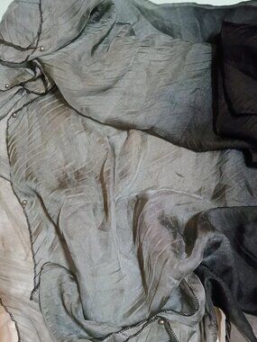 Vintage black scarf with bead trim